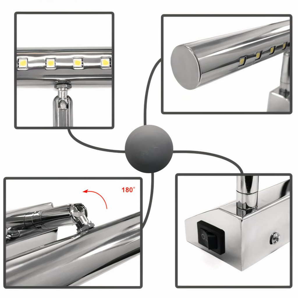 Neigbare Wandleuchte für das Badezimmer